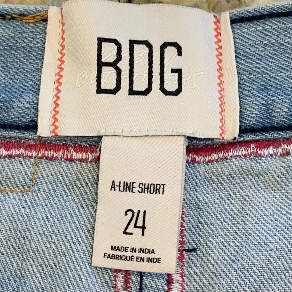 BDG A-Line Cutoff Denim Short Blanket Patchwork Blue Size 24 - Picture 7 of 11